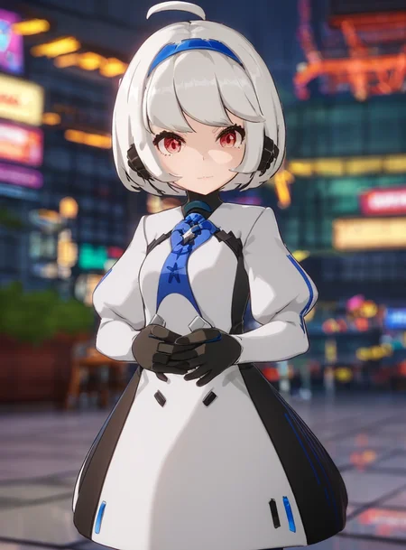 1girl, white hair, short hair, red eyes,