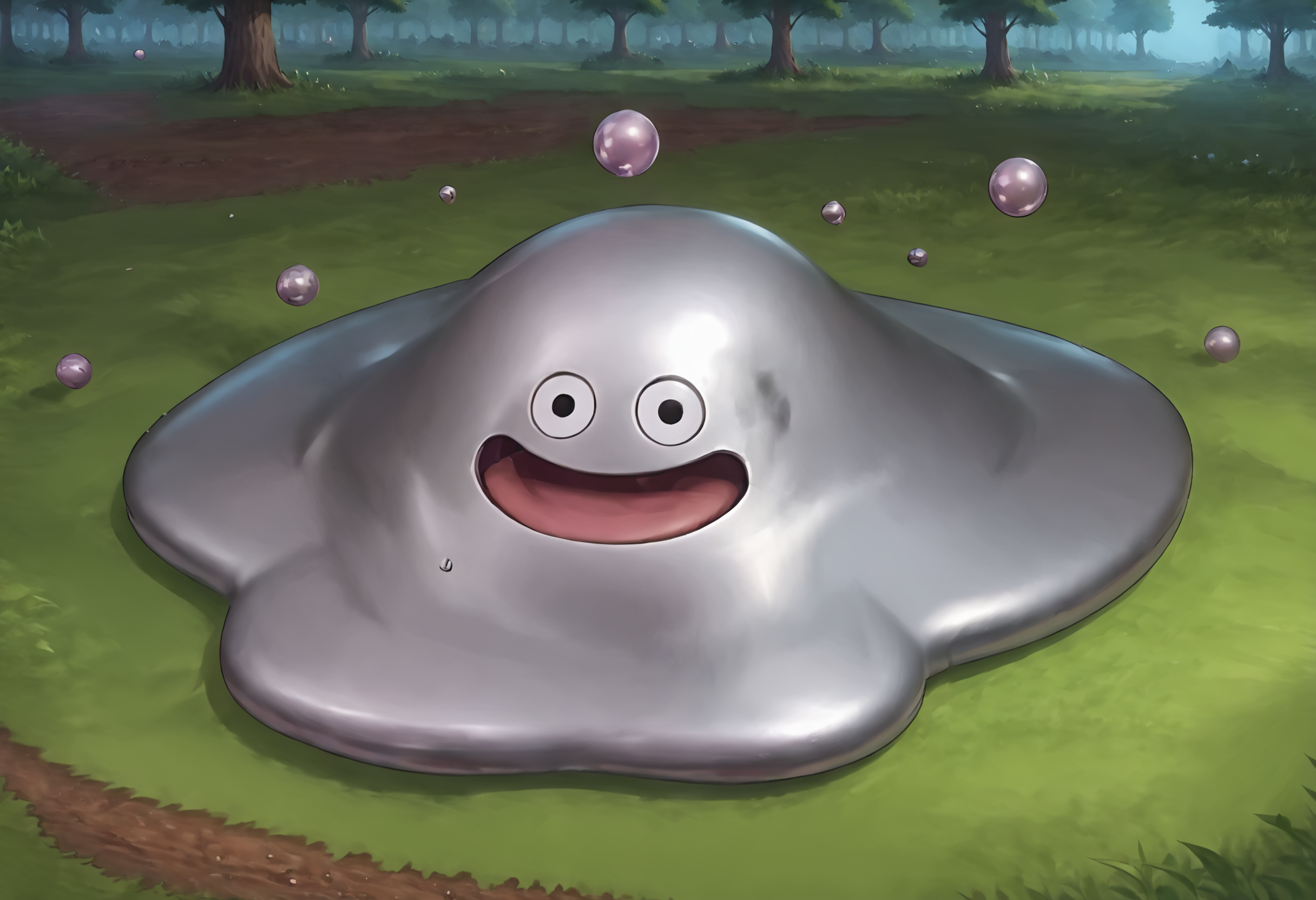 score_9,score_8_up,score_7_up,best quality,masterpiece,super detailed,extreme detailed,full_body,zPDXL,source anime BREAK nature,forest,no humans,mutilple_monsters,
<lora:Pony_DetailV2.0:1> BREAK hagurin,slime (dragon quest),<lora:hagurin:0.7>,no legs,:d,