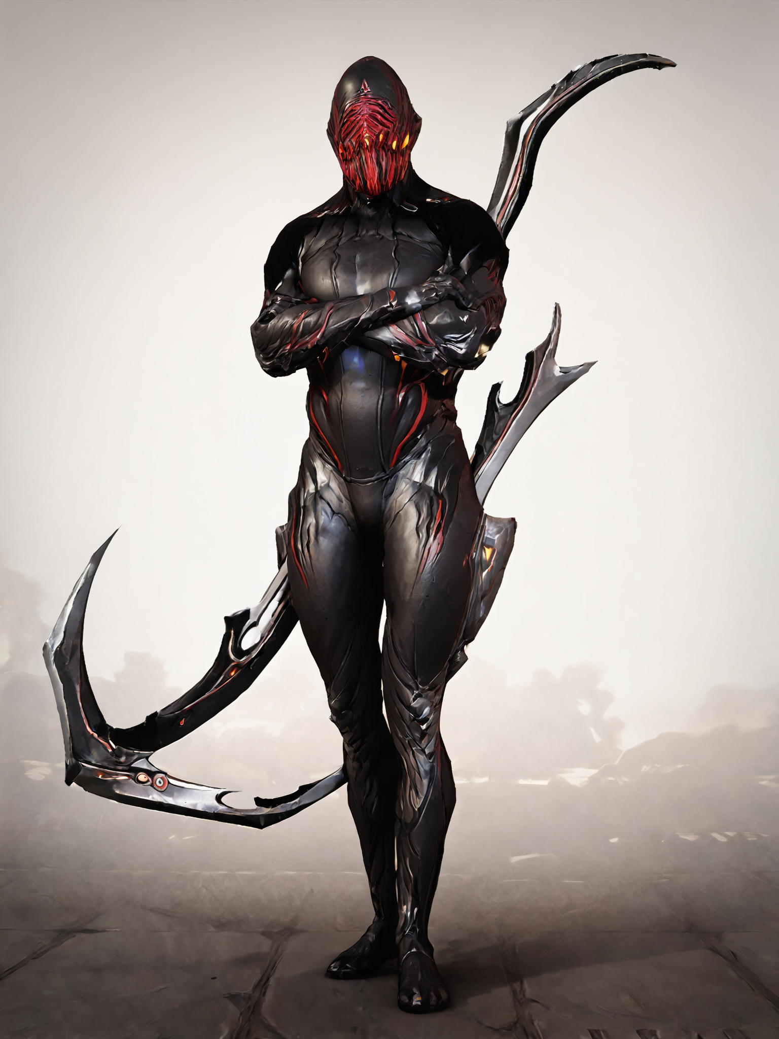 score_9, score_8_up, score_7_up, score_6_up, score_5_up, score_4_up, 3d, simple background, white background, solo, full body BREAK
<lora:StalkerWF_PDXL:0.8> StalkerWF, black body, red mask, looking at viewer, crossed arms, standing, scythe