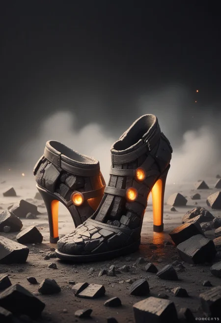 score_9_up, score_8_up, score_7_up, score_6_up, anthracite, coal, glowing, shoe