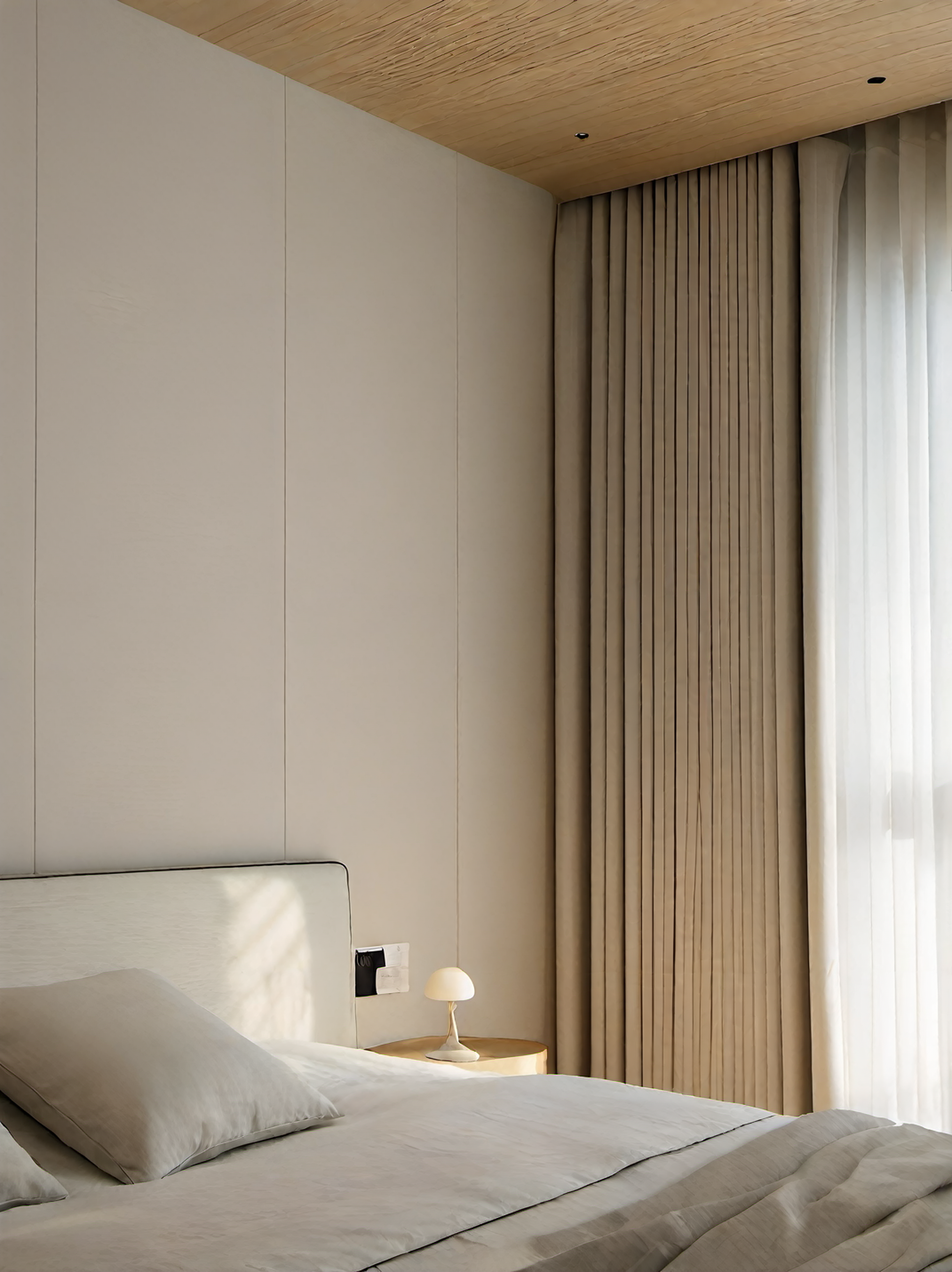 bestquality,masterpiece,highquality,real,realistic,superdetailed,fulldetail,8K,Wooden leisure,bedroom,bed,curtains,sill,window,Bedside background wall,ceiling,sunlight,<lora:åæ¨ä¼é²Wooden leisure.xl-000024:1>,