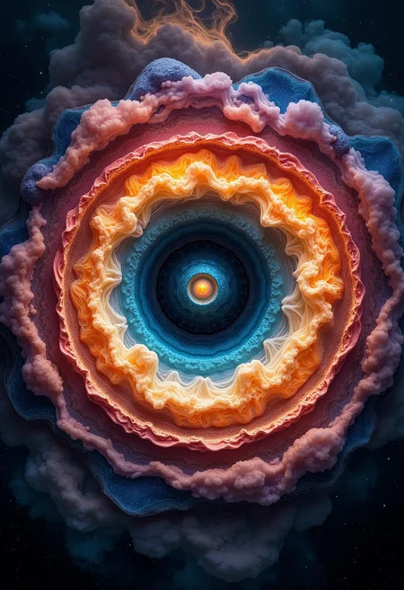 circular pattern reminiscent of a cosmic nebula or a complex astronomical phenomenon, Concentric Circle. concentric circle This image is a highly detailed Concentric Circle