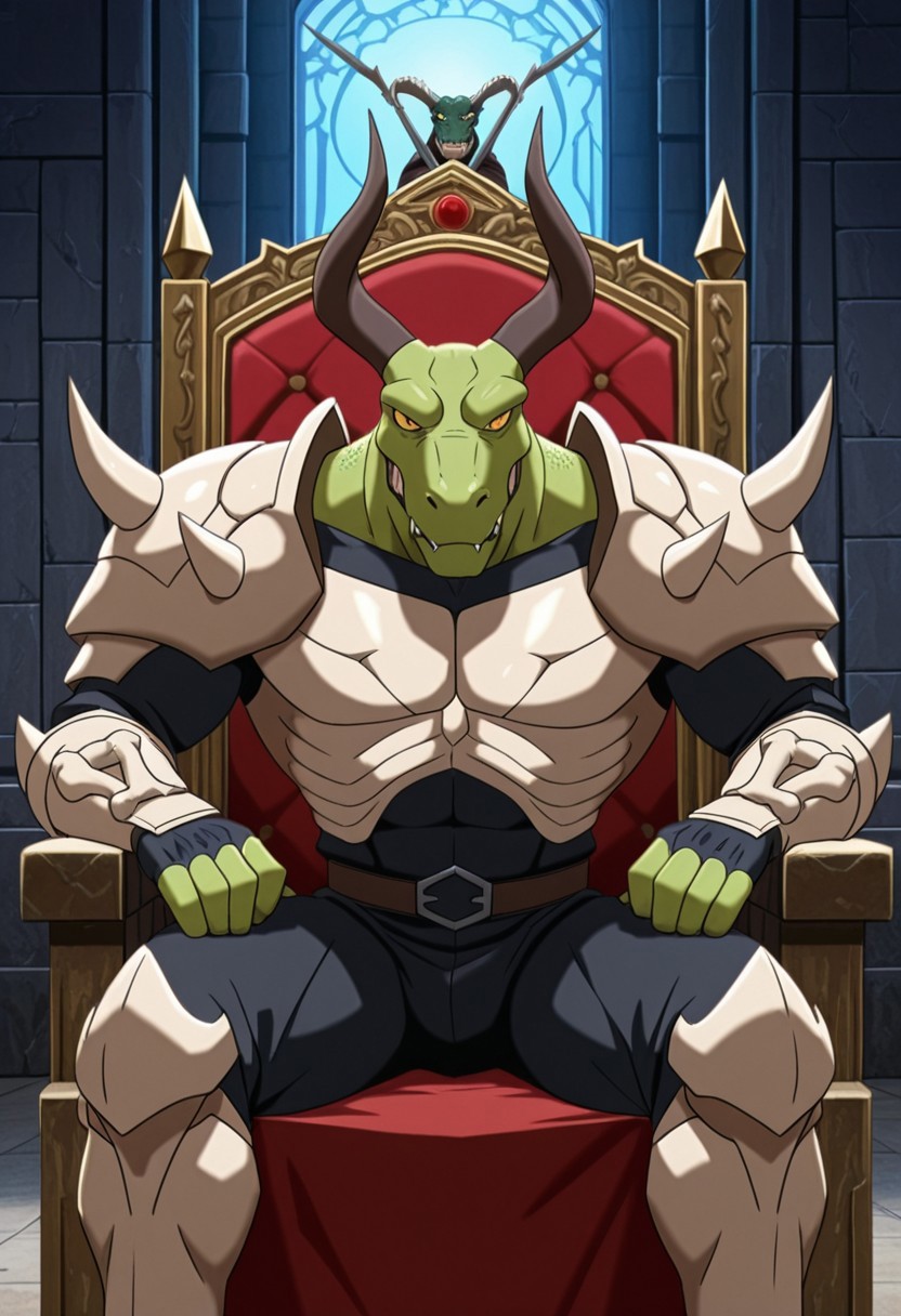 MASTERPIECE, AMAZING QUALITY, HM2K, 1BOY, REPTILE, HORNS, BONE ARMOR, THRONE