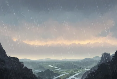 score_9, score_8, score_7, (masterpiece), best quality, expressive eyes, perfect face, landscape, scenery, (rain, stormy)