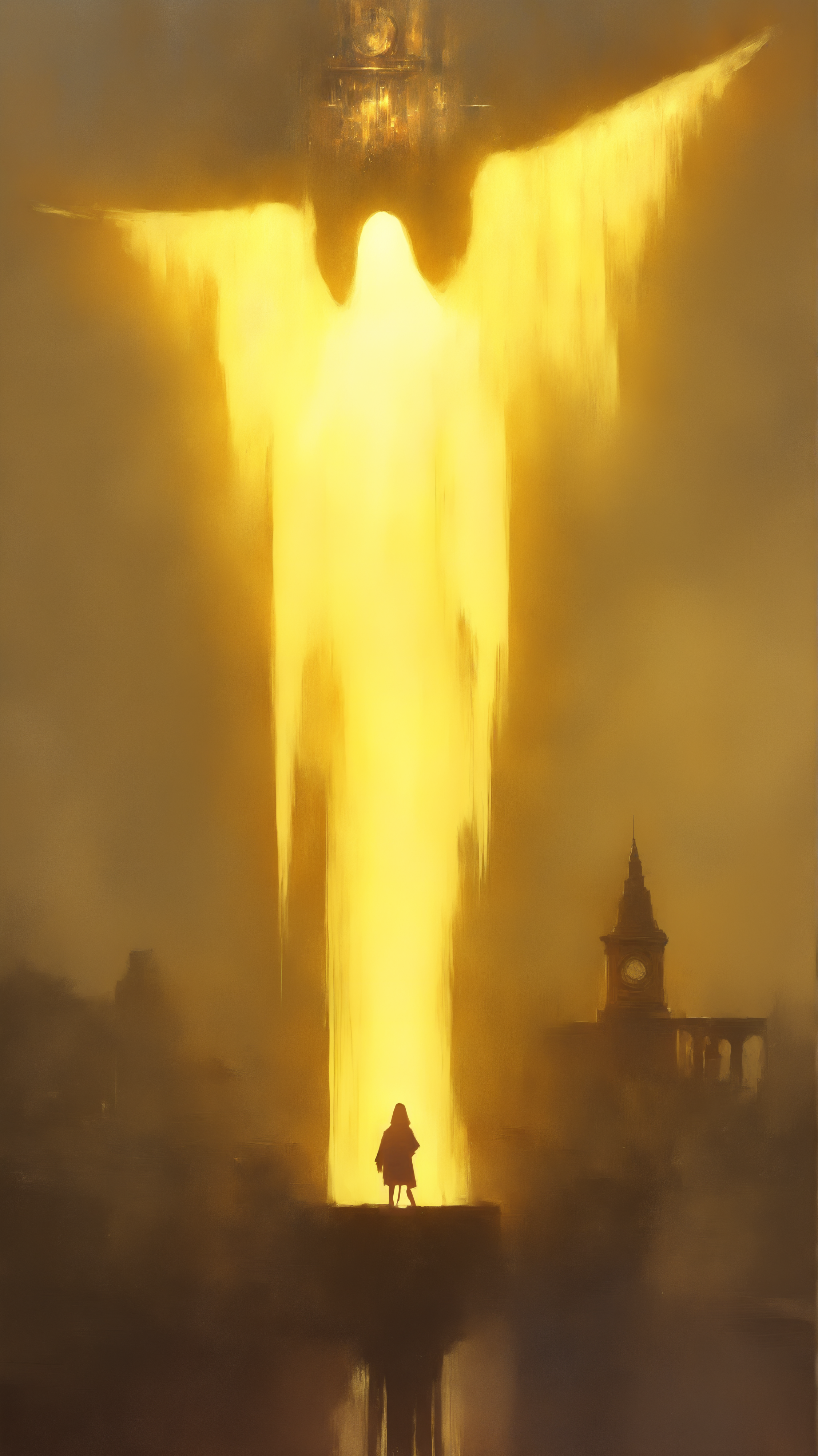 masterpiece, newest,absurdres,incrediblvy absurdres, best quality, amazing quality, very aesthetic, 
1girl, golden silhouette,  giant clock face, oversized angel, standing on gears, golden light, mechanical wings, time distortion, steampunk,
 <lora:Face_Enhancer_Illustrious:0.4> <lora:hidream_painterly_v1_1653283:1> painterly, brushstroke, oil painting \(medium\) <lora:Anime_artist_illustrious_r1:0.8> Anime-art, Art8st <lora:0__11Xx:1> 0__11Xx_illu