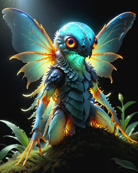 macro photography, (photorealistic:1.3), famous artwork inspired by (henry higginbotham:1.3) and (aaron horkey:1.1) and (jesper ejsing:1.2) and (steve prescott:1.2), detailed expressive eyes, fantasy style, the regal looking "imaginary lootfairy", a creature of the glurbguzzled skies, shown here with its majestic glorbing wings outstretched as it soars above a izzled realm of inflornicated islands and vibrant cascading xivturb of planet "gazorpazorp ii", transparent legs, iridescent eyes, colorful, intricate details, bold lines, hyperrealism, incredibly lifelike, detailed eyes, intricate iris, focus on subject, crisp focus,
<lora:TheWeirdies_V2:1> theW3iRDi3Sv2, <lora:add-detail-xl:0.5>, <lora:- SDXL - vanta-black_contrast_V3.0:0.7>, <lora:sss:1>, <lora:MJ52:0.2>, <lora:Bio-Luminescence:0.7> bioluminescent,