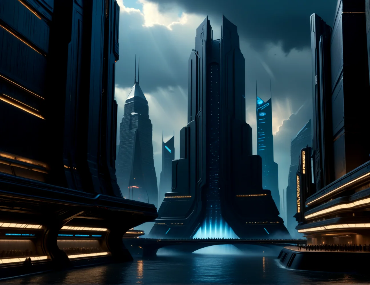 score_9, score_8_up, score_7_up,
<lora:Dystopian_Future_(Architecture)_(SDXL)_(AD):1> Dystopian Future, monumental architecture, architecture, city, cityscape, scenery, building, skyscraper, future, scifi, science fiction,
8K, In'ei, chiaroscuro, rim lighting, perfect depth of field shot, beautiful, sharp focus, crisp details, subsurface scattering and reflections, god rays, ray tracing,
idealized city, wide boulevards, busy city center, large plazas, plazas, photographic anime clouds and haze, dark rainy overcast skies, black clouds, abysmal haze, photographic realism, buildings, skyscrapers, metropolis, 8K CGI render, oppressive scale of architecture, black titanium, science fiction masterpiece, river,
(in the style of and art by midjourney, greg rutkowski, raphael, James Gurney, Thomas Kinkade, ),
BREAK zPDXL, zPDXLxxx, <lora:sdxl_lightning_8step_lora:0.4> <lora:detailed_notrigger:0.5>