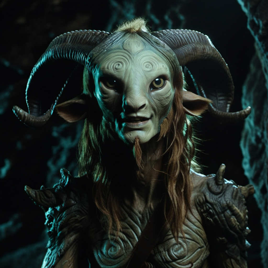 Faun1024, an humanoid creature, close up face portrait, in a cave, darkness, highly detailed, photography, ultra sharp, film, bokeh, professional, 4k    <lora:Faun1024:0.8> <lora:add-detail-xl:1.5>