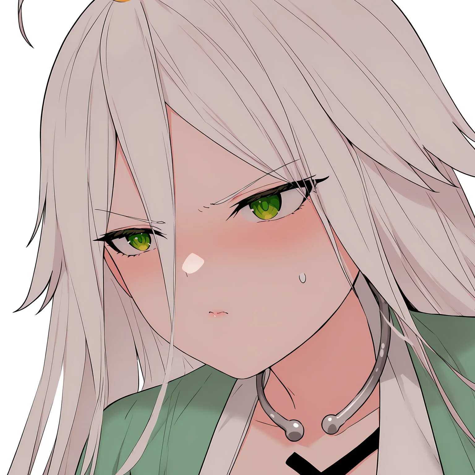 masterpiece,best quality,newest,absurdres,highres,<lora:noobai_ep11_stabilizer_v0.138_fp16:1>,murong_yuzhuo,<lora:Murong_Yuzhuo_v2:1>,white hair,green eyes,Tsundere,