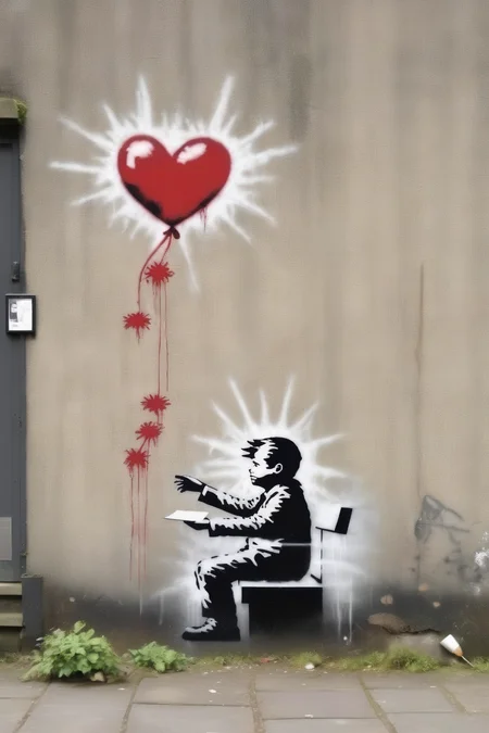 <lora:Banksy Style:1>Banksy Style - banksy wallart of a psychotherapist delivering outstanding advice and assistance