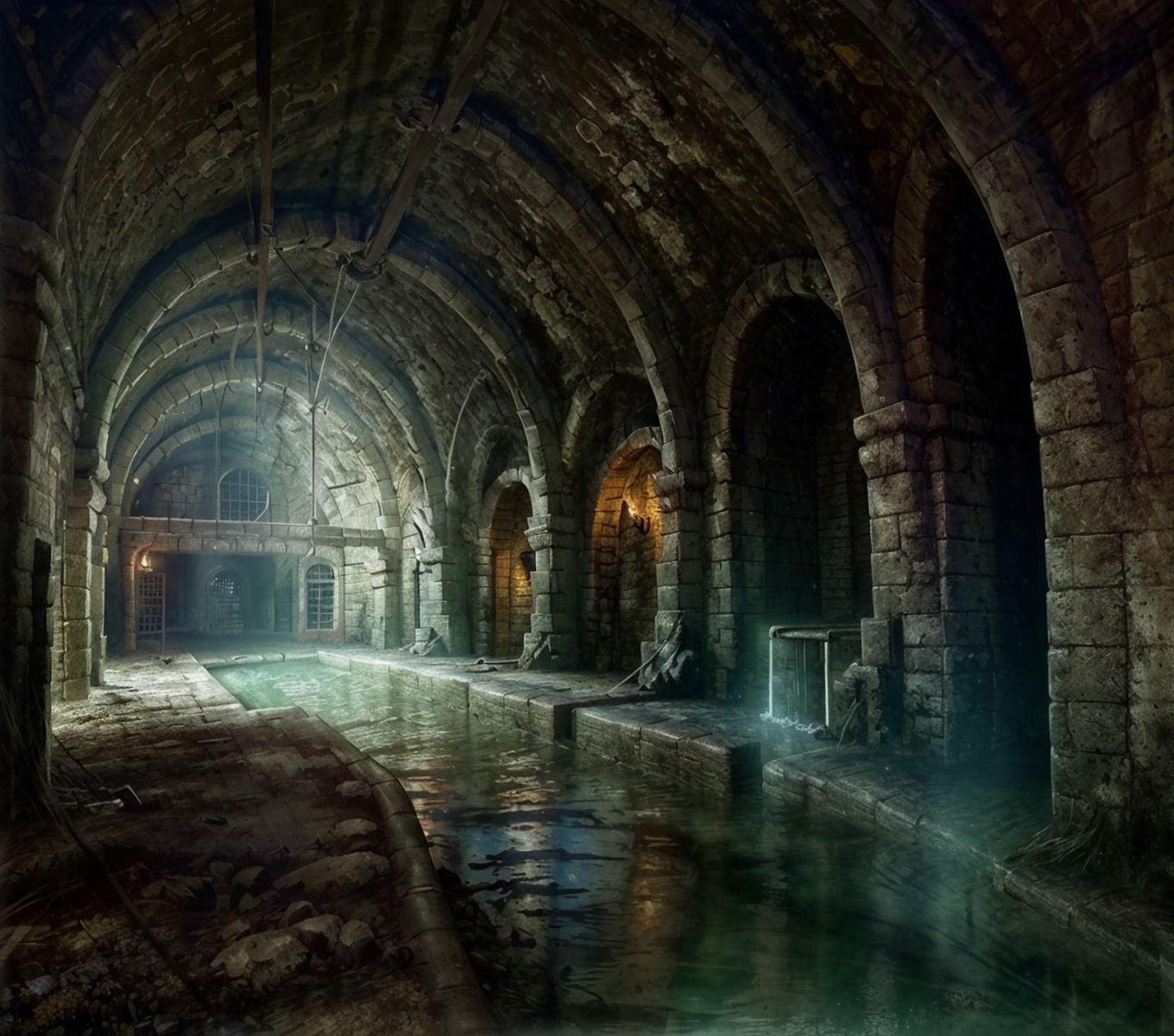 RAW photo, (masterpiece:1.3), subsurface scattering, heavy shadow, (high quality:1.4), (intricate, high detail:1.2), professional photography, HDR, High Dynamic Range, realistic, ultra realistic, photorealistic, high resolution, film photography, ambient lighting, atmospheric effects, <lora:detail_slider_v4:2>, OverallDetail, dark, feature, light, sewer, the, water, with, <lora:Sewer:1>,