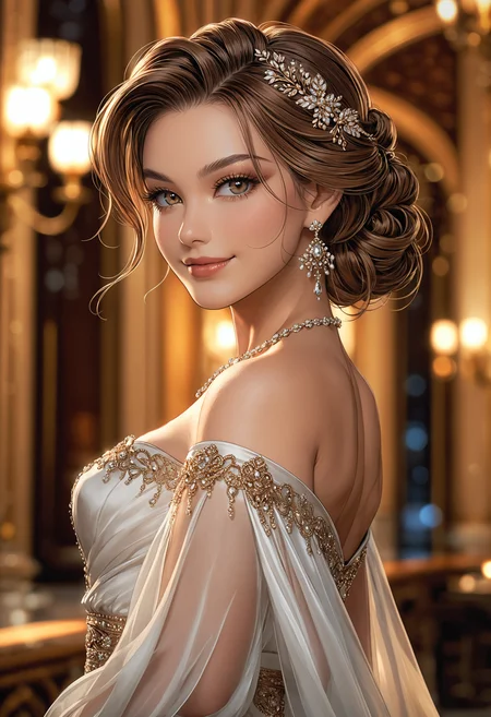 Female character, photorealistic, formal attire, elegant pose, luxurious background, evening light, poised expression, high-detail face, refined makeup, intricate jewelry, ornate decor, soft, warm lighting, smooth fabric details, ambient elegance, ultra-high resolution, flawless skin, subtle blush, complementary colors, wide shot, medium shot, close-up, low-angle view, high-angle view, profile shot, standing pose, gentle smile, hair styled elegantly, blurred luxurious background, hyper-detailed environment, evening glow, sophisticated scene, balanced composition, poised stance, graceful movement, emotional sophistication
<lora:SDXLHighDetail_v5:1>