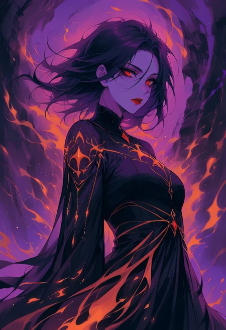 Silhouette Art, magnificent. female dark mage, long black hair, bangs, dark eyeshadow,  red lips, porcelain pale skin, imbued with a dark malevolent beauty, sexy black mage gown featuring arcane symbols embroidered in its fabric, closeup portrait, abstract red-tinged background suggesting a forest glade
BREAK
cinematic angle, unique perspective, dramatic lighting
BREAK
Release me in the fray
Your fever driven craze
Release me, devastatе
Let Hircine guide your way into thе bloodlust