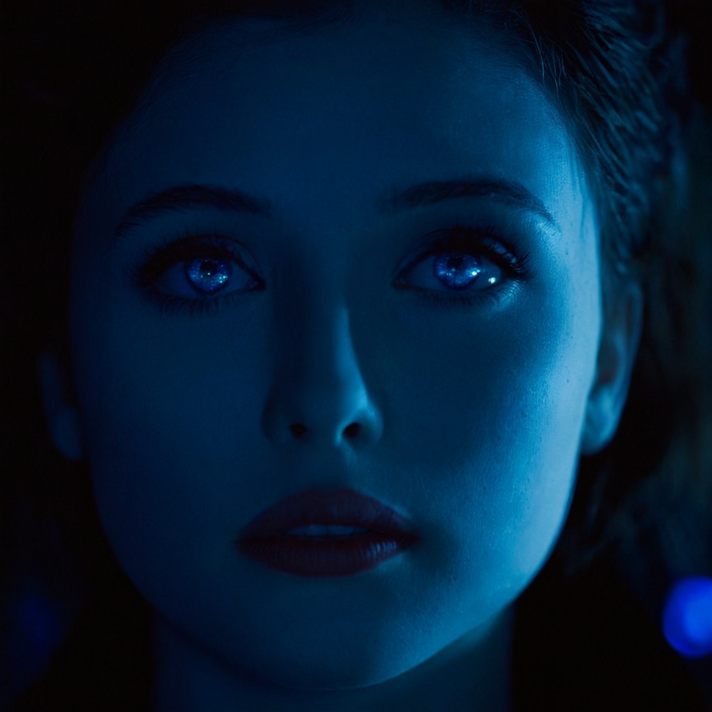 cinematic film still of <lora:add-detail-xl:0.1>1
<lora:detailed:0.3> realism
<lora:perfection style:0.2> perfect
<lora:eyetune:0.6>
<lora:xl_more_art-full_v1:0.3>
<lora:Ron Fricke style:0.3>
<lora:Unreal Engine style:0.3>
<lora:TeethXL:0.3>
<lora:Chiaroscuro Lighting Style:0.4> Chiaroscuro Lighting Style
 <lora:moonlight style:1>
A cinematic moonlight film scene of a woman with a dark face and a blue light, Hollywood movie themed, sharp, detailed, epic cinematic photography image, artistic style, creative image, dramatic chiaroscuro light style, cinematic chiaroscuro color style, cool white skin tone film style, Kodak, 35 mm film lens style, 5600k hmi light style, cool white light style, perfect night detailed background style, widescreen, cinematography technique style, moonlight style, solo, 1boy, monochrome, male focus, mask, portrait, blue theme, dark, closed mouth
, shallow depth of field, vignette, highly detailed, high budget, bokeh, cinemascope, moody, epic, gorgeous, film grain, grainy