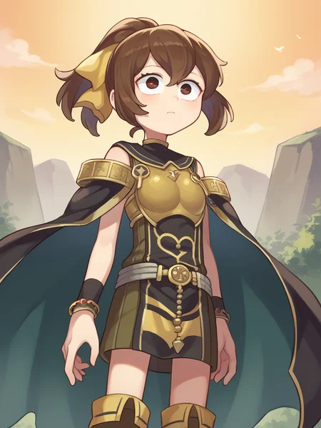 score_9, score_8_up, score_7_up, source_anime, BREAK
1girl, solo, <lora:Miwako:1> , <lora:delthea fehPonyXL:0.6> delthea feh, hair ribbon,cape,breastplate,dress,bracelet,belt,boots, round head, round face,