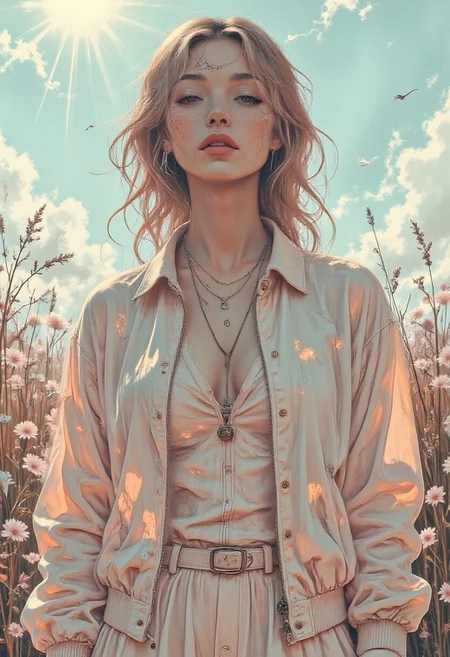 Spring 2026 Pastel Pleather Line: A Dreamlike Lookbook Photoshoot That Never Happened. Capture the essence of a futuristic yet soft spring collection, blending pastel hues—mint, lavender, peach, and butter yellow—with the edgy texture of pleather. Set the scene in an ethereal, sun-drenched meadow with blooming flowers and soft morning light, contrasting with sleek, metallic accents and reflective surfaces. Models should embody a mix of elegance and rebellion, styled with flowing pastel pleather dresses, structured jackets, and avant-garde accessories. Incorporate surreal elements like floating fabrics, holographic details, and dreamy, otherworldly poses. The mood should feel both nostalgic and forward-thinking, as if this collection exists in a parallel universe where spring 2026 is a blend of retro-futurism and high fashion. Use soft focus, vibrant pastel tones, and dynamic compositions to create a visually stunning narrative that feels like a lost chapter of fashion history.
