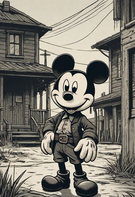 Mickey Mouse is in a poorly traveled suburb, RDR2,