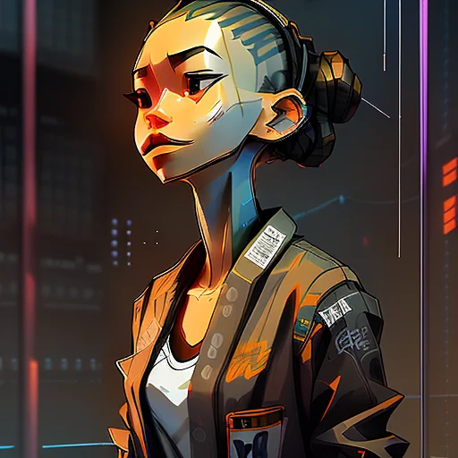 tilt-shift full body portrait of a hale, slender, Sad mechanic woman, Detailed, lonely, with brown braids wearing tutu , digital art, trending on artstation, highly detailed, fine detail, intricate, outrun, vaporware