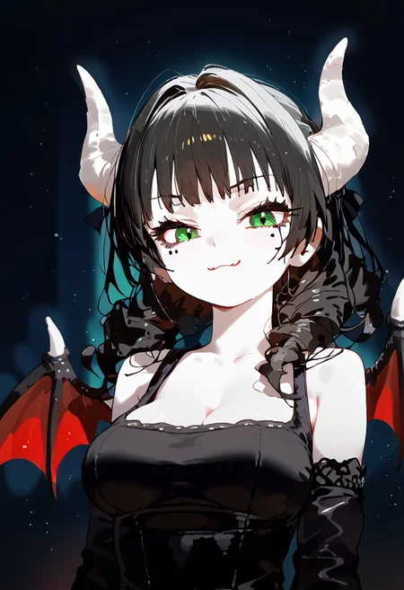 score_9, score_8_up, score_7_up, BREAK, 1woman portrait, beautiful, dramatic lights ((Succubus, Demon Girl, Succub, horns, seductive, seductive look, goth, goth girl, goth makeup, green eyes, wings, bat wings grey skin, grey colored skin, black hair, long braided ponytail, bangs, side bangs, happy, smug))
UOScarlet, blonde hair,
