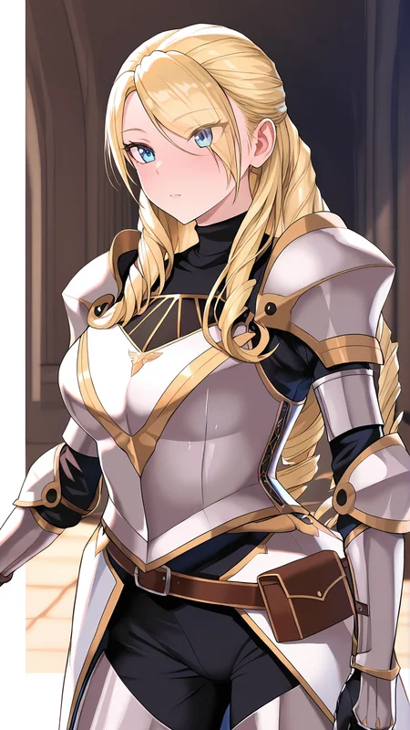 amazing quality,absurdres,best quality,masterpiece,highres,newest,detailed,detailed body,detailed face,masterpiece,best quality,solo,
女é¨å£«ã¯ãª,1 girl,blonde hair,blue eyes,long hair,drill hair,breastplate,gauntlets,shoulder armor,pauldrons,faulds,pouch,greaves,plate armor,belt,knight,eyes visible through hair,<lora:女é¨å£«ã¯ãªã«è¼ªã£ãã¯ãããã¦ã¾ã¯ã¾ã¯:0.8>,