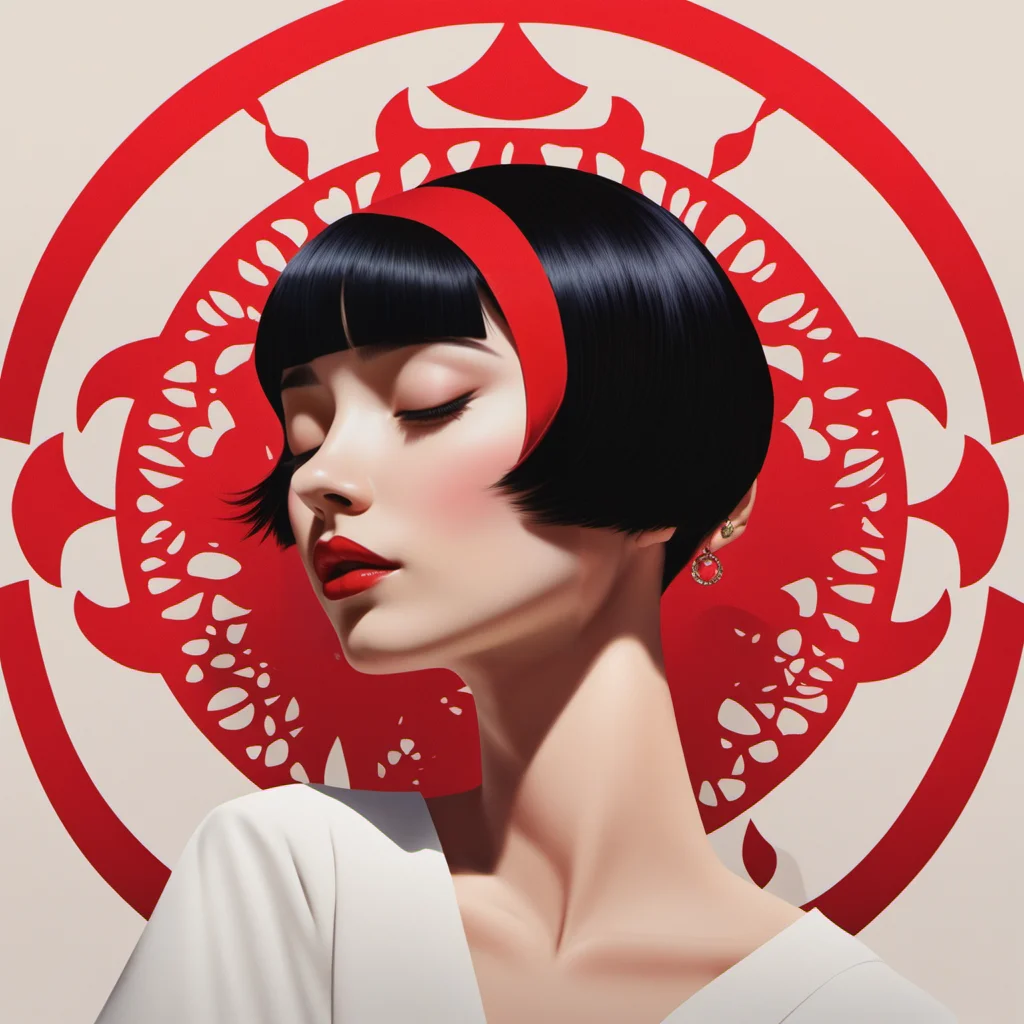 <lora:tj:0.8>,tj,1girl,solo,closed eyes,black hair,profile,makeup,red lips,short hair,lipstick,simple background,lips,flat color,closed mouth,absurdres,delicate skin,