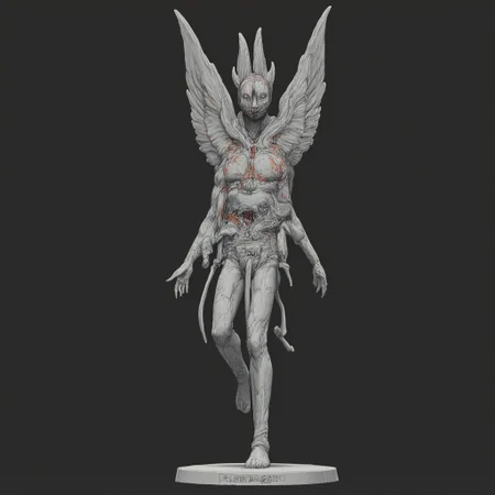 ff-comic, MikeFranchinastyle, d4artstyle, d4concept, , bbstyle,, horror theme, zbrush, ZBClay model of a gray sculpture
Set against a solid dark color background to emphasize its unsettling unnatural form that emphasizes its silhouette. The medium is not a traditional painting or illustrative medium like watercolor or ink but rather a digital 3D rendering.
A sea fish monster