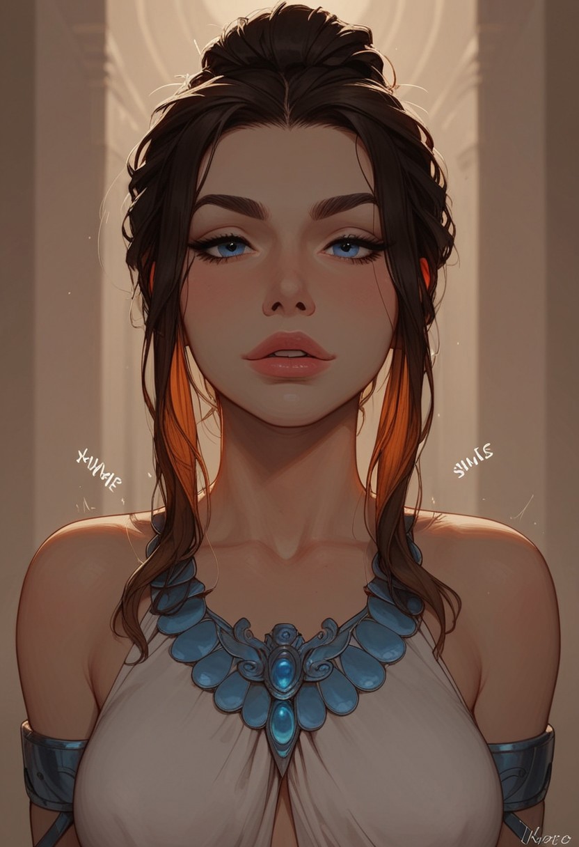 (score_9, score_8_up, score_7_up). ( line work, excellent drawing, highest quality, extremely detailed:1.2). 1woman, milf, Greek Goddess (((Nemesis))), perfect face, long lashes, glossy lips, seductive expression, femdom, dynamic angle, ancient greek dress, g0thicPXL, romantic, cinematic lighting, volumetric lighting, motion effects, source_cartoon, statuesque,