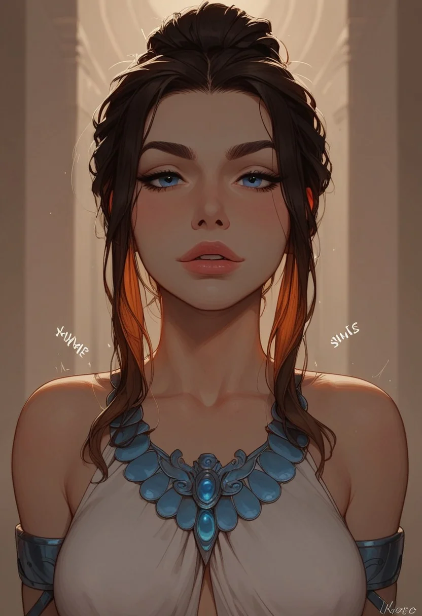 (score_9, score_8_up, score_7_up). ( line work, excellent drawing, highest quality, extremely detailed:1.2). 1woman, milf, Greek Goddess (((Nemesis))), perfect face, long lashes, glossy lips, seductive expression, femdom, dynamic angle, ancient greek dress, g0thicPXL, romantic, cinematic lighting, volumetric lighting, motion effects, source_cartoon, statuesque,