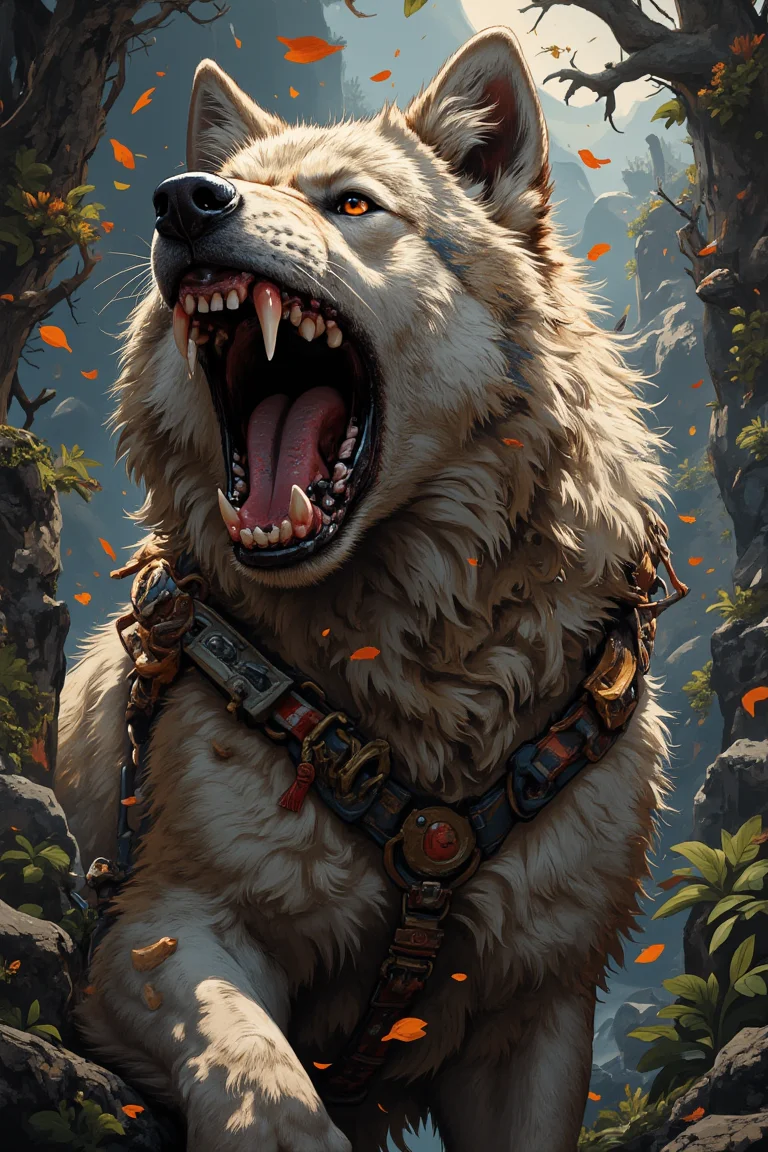 The incredibly ferocious roar of a huge Wolf