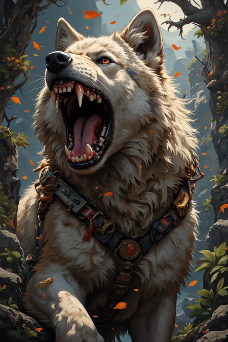 The incredibly ferocious roar of a huge Wolf