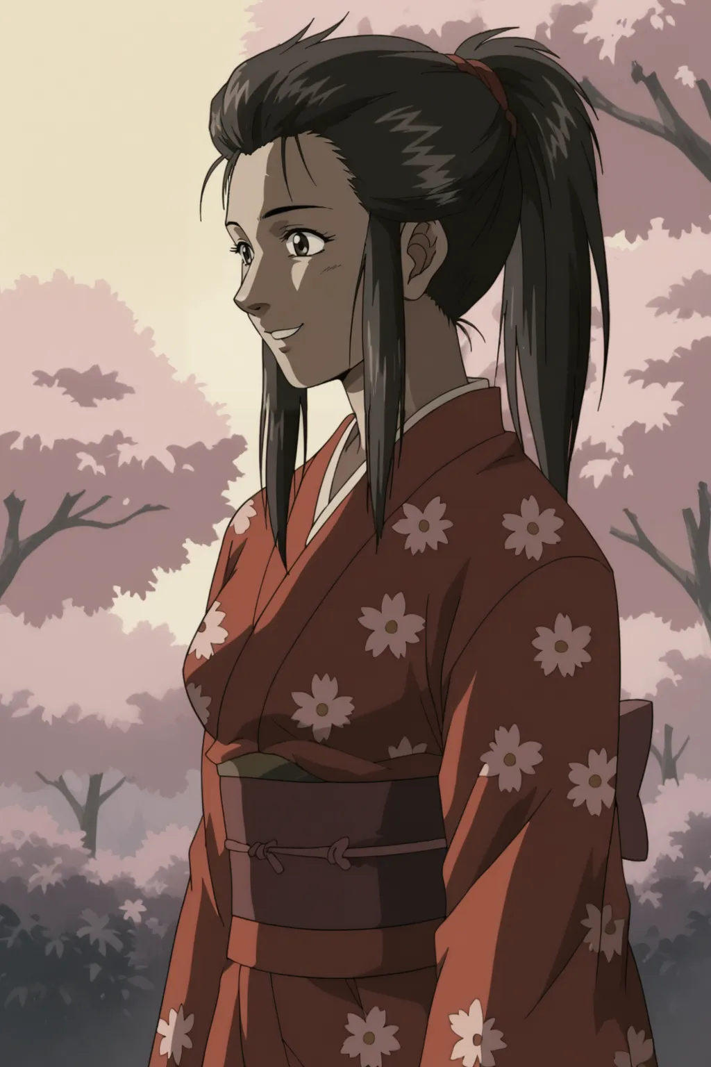 score_9, best, masterpiece
1girl, solo, 1990s (style), retro artstyle, official style, smile,
ShinjinTourConductorTamiko, red kimono with pink flower pattern, dark red obi,
<lora:ShinjinTourConductorTamiko_V4:0.8>​​​