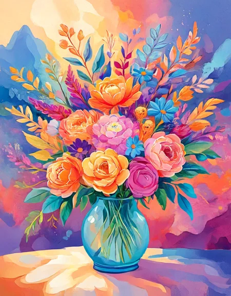 novuschroma style bouquet of flowers <lora:106_novuschroma_1:1>