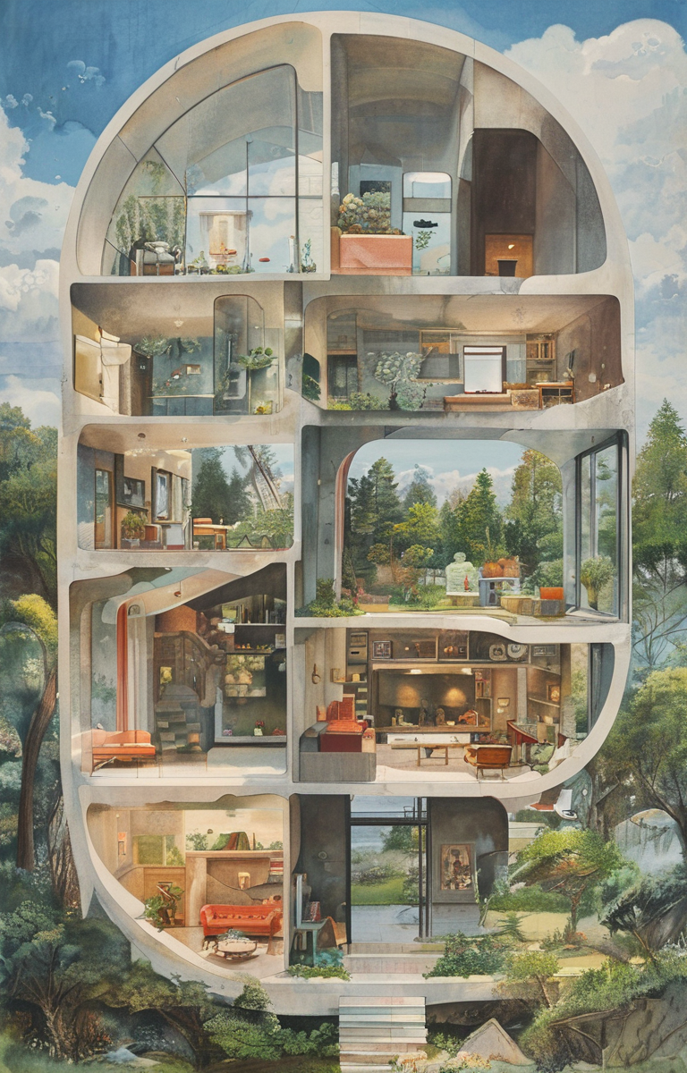 masterpiece,best quality,<lora:tbh242-sdxl:0.9>,illustration,style of Cutaway view portrait of family