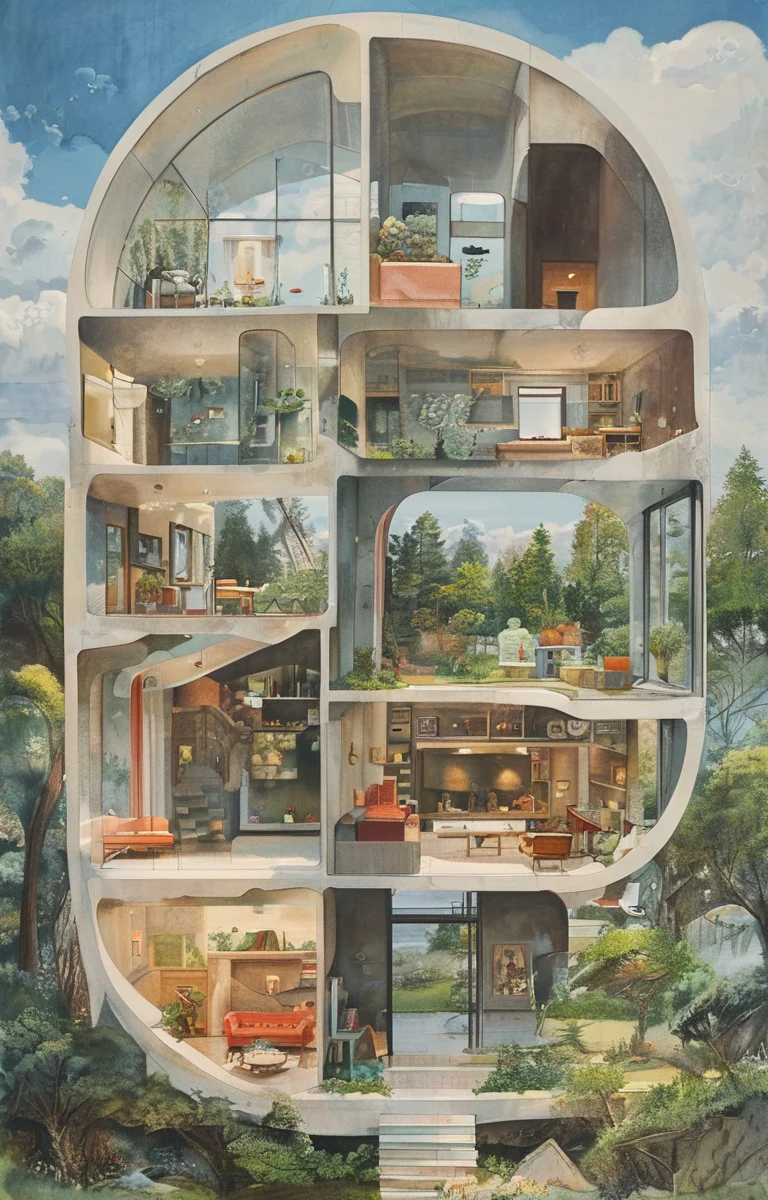 masterpiece,best quality,<lora:tbh242-sdxl:0.9>,illustration,style of Cutaway view portrait of family