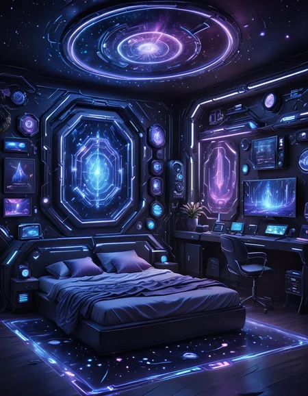 novuschroma14 style sleek room with futuristic holographic displays <lora:novuschroma14 style:1> <lora:sdxl_lightning_8step_lora:1> <lora:FaeTastic Details:1>