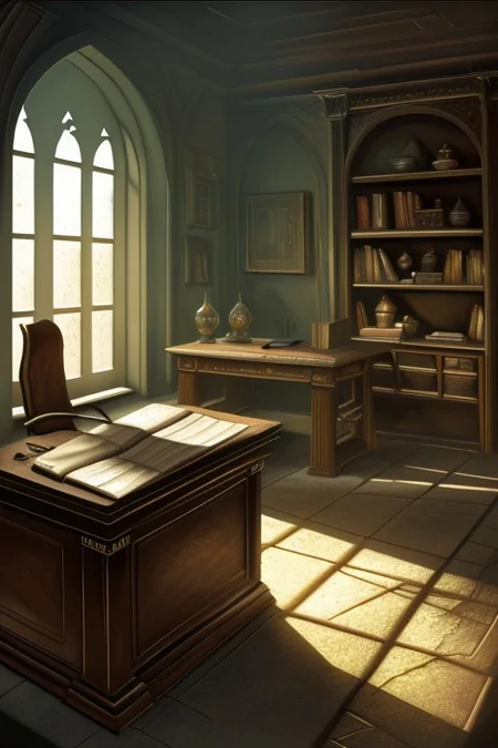 RAW photo, (masterpiece:1.3), subsurface scattering, heavy shadow, (high quality:1.4), (intricate, high detail:1.2), professional photography, HDR, High Dynamic Range, realistic, ultra realistic, photorealistic, high resolution, film photography, ambient lighting, atmospheric effects, <lora:detail_slider_v4:2>, OverallDetail, a scholar in an office, desk, books, shelves, FanStu, <lora:FantasyStudy-10:0.7>, epiCPhoto