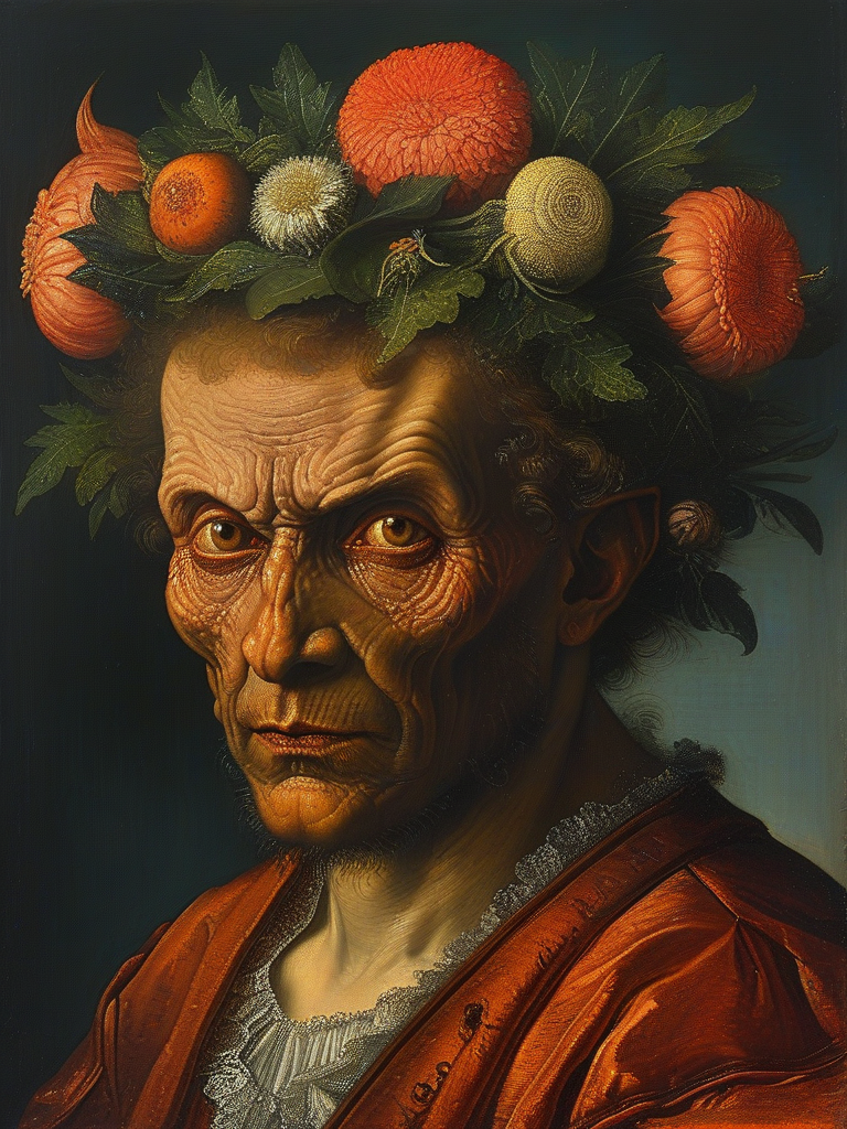 masterpiece,best quality,oil painting,fire,<lora:tbh107-sdxl-dim64:0.85>,style of Albrecht Altdorfer,portrait of a demon,(((demon))),