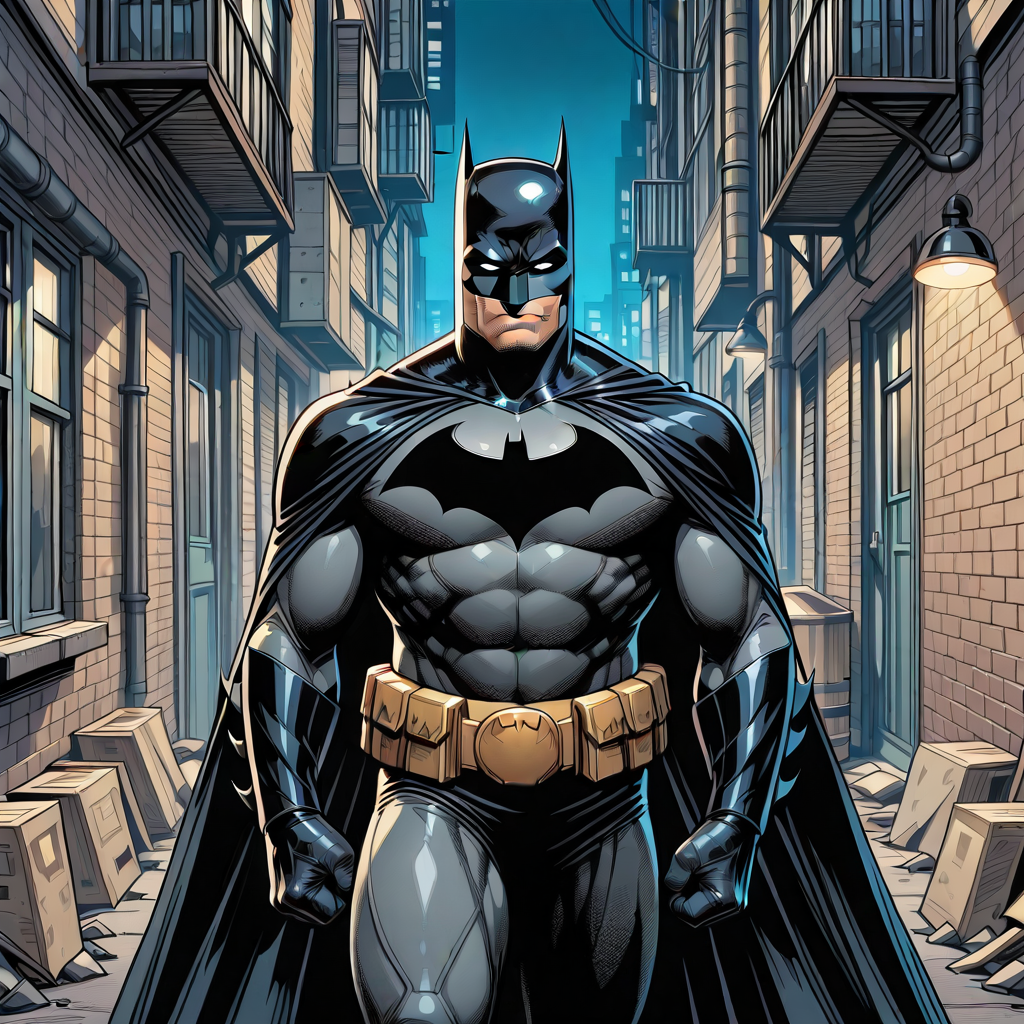 <lora:Batman_-_IO_Illustrious:1>,1boy,Batman,cowl,cape,batsuit,white eyes,blank eyes,standing in an alley,night scene,