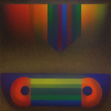 Le parc color surface circle with color stripes cockade red green and blue points, rainbow abstraccion geometrica <lora:LeParc_AI_LoRA_XL_v2.0:1>