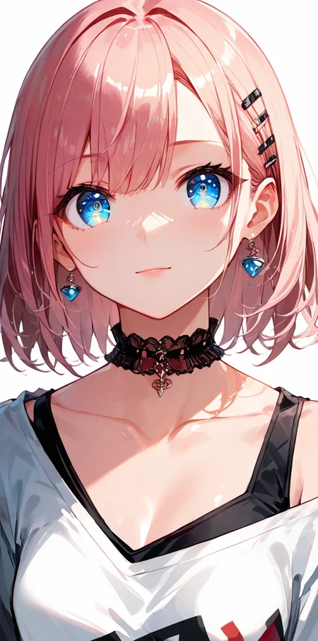 score_9, score_8_up, score_7_up,source_anime, high res image,masterpiece,best quality,girl,cute face,clear skin,shiny hair,ultra detailed eyes,simple background, <lora:chocker_pony_V1.0:0.8> choker