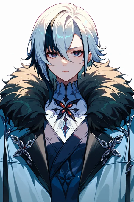 score_9,score_8_up,score_7_up,score_6_up <lora:arlecchino xl pd:0.8> arlecchino gi, 1girl, solo, fur trim, looking at viewer, coat, fur-trimmed coat, hair between eyes, bangs, closed mouth, upper body
