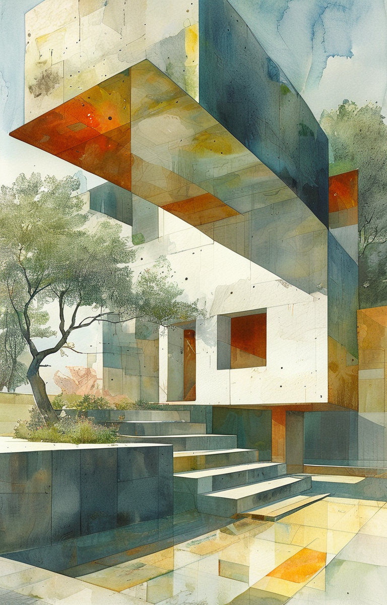 masterpiece,best quality,<lora:tbh308-sdxl:0.9>,illustration,designed by Steven Holl, Sustainable eco-village with green roofs and solar panels, nestled in a mountain valley