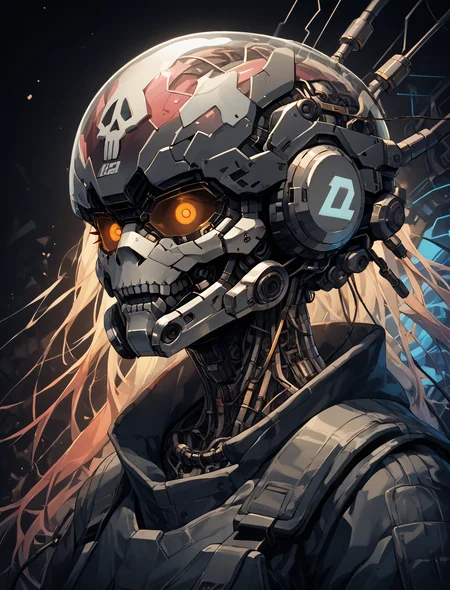 <lora:SDXL_neg4all xl v9.1:1>, score_9_up, score_8_up, score_7_up, (abstract:1.3), (retrofuturism:1.3), (neon led full helmet), wires, cables, metal skull, bust, (geometric brush), (wireframe environment:1.3), cybernetic skinsuit, led accessories, (colorful angular interference1.4), right angles, polygonal noise layer, (triangular interlaced border), geometric distortion on image borders, lineart, creative image, high contrast, <lora:Sinozick_Style_XL_Pony:1>