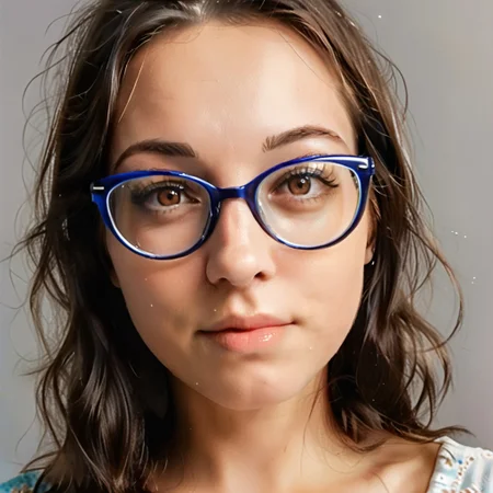Grace, brown eyes, blue frame glasses, ((headshot:1.2) portrait on a (plain grey background:1.2), (headshot:1.2), (face focus:1.1), soft lighting, low contrast, low saturation:1.2),
bokeh, f1.4, 40mm, photorealistic, raw, 8k, textured skin, skin pores, intricate details, epiCRealism