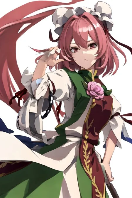 solo_focus, 1girl, ((white background, simple background)):2, (((masterpiece))), ((best quality)), ((ultra-detailed)), high resolution, absurdres, highres, ultra-detailed 8k unity wallpaper, 
ibaraki kasen,