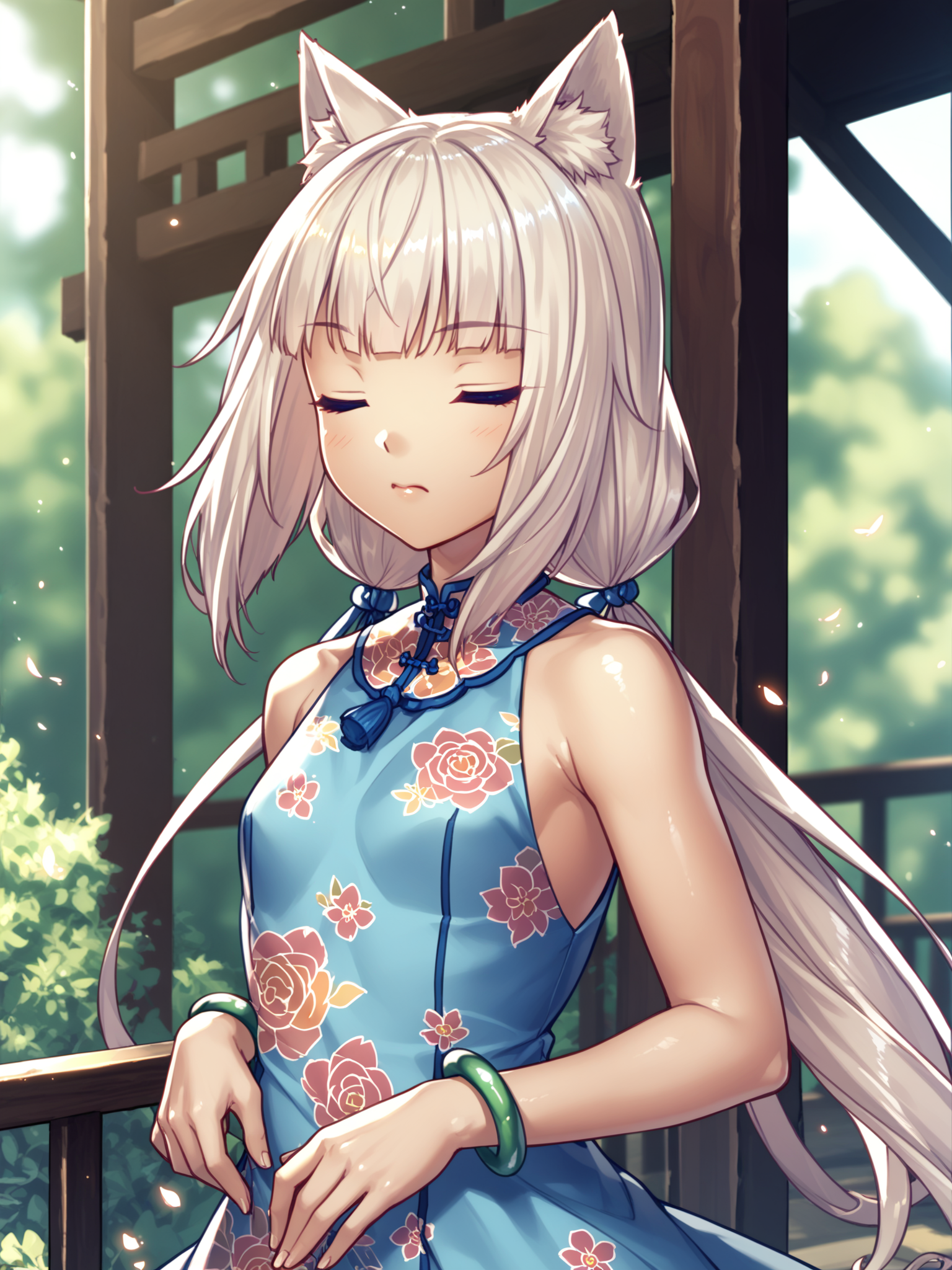 <lora:happy_tentacle-vanilla-v0.1-000010:0.9>, ht_vanilla, floral dress, blue dress, floral print, outdoors , 1girl, solo, upper body , , wince , , , , , score_9, score_8_up, score_7_up, score_6_up, score_5_up, score_4_up