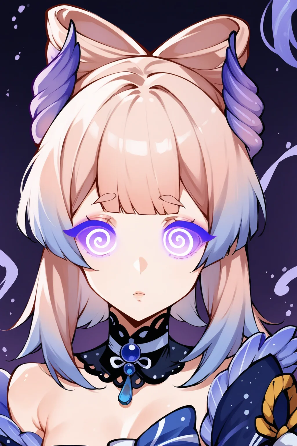 score_9, score_8_up, score_7_up, source_anime, 1girl, sangonomiya kokomi, expressionless, spiralwash eyes, purple eyes, 
 <lora:spiralwash_eyes_v3_5:0.7>