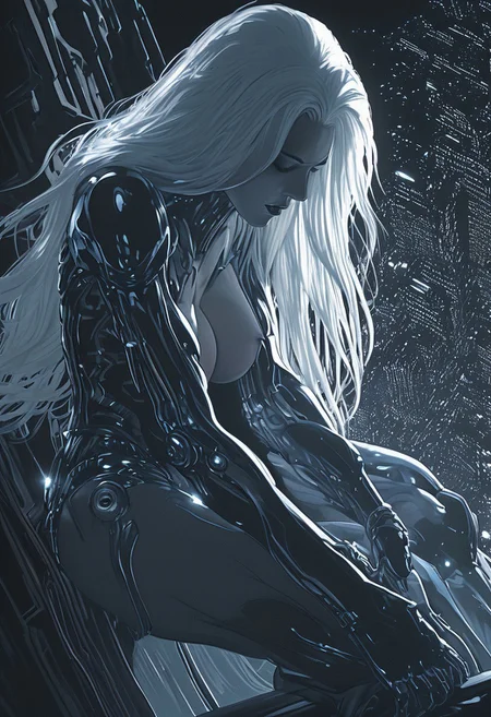 close up, John Liberto, Roger Dean, Noriyoshi Ohrai, Letterism, BW, a sensuous woman, Eye-catching, Christopher Balaskas, Grungepunk, glimmering transformation, matte, Jack Kirby, ambient light, vibrant, very coherent, atmosphere, radiant, rich deep colors, vivid colors,SilverPulse