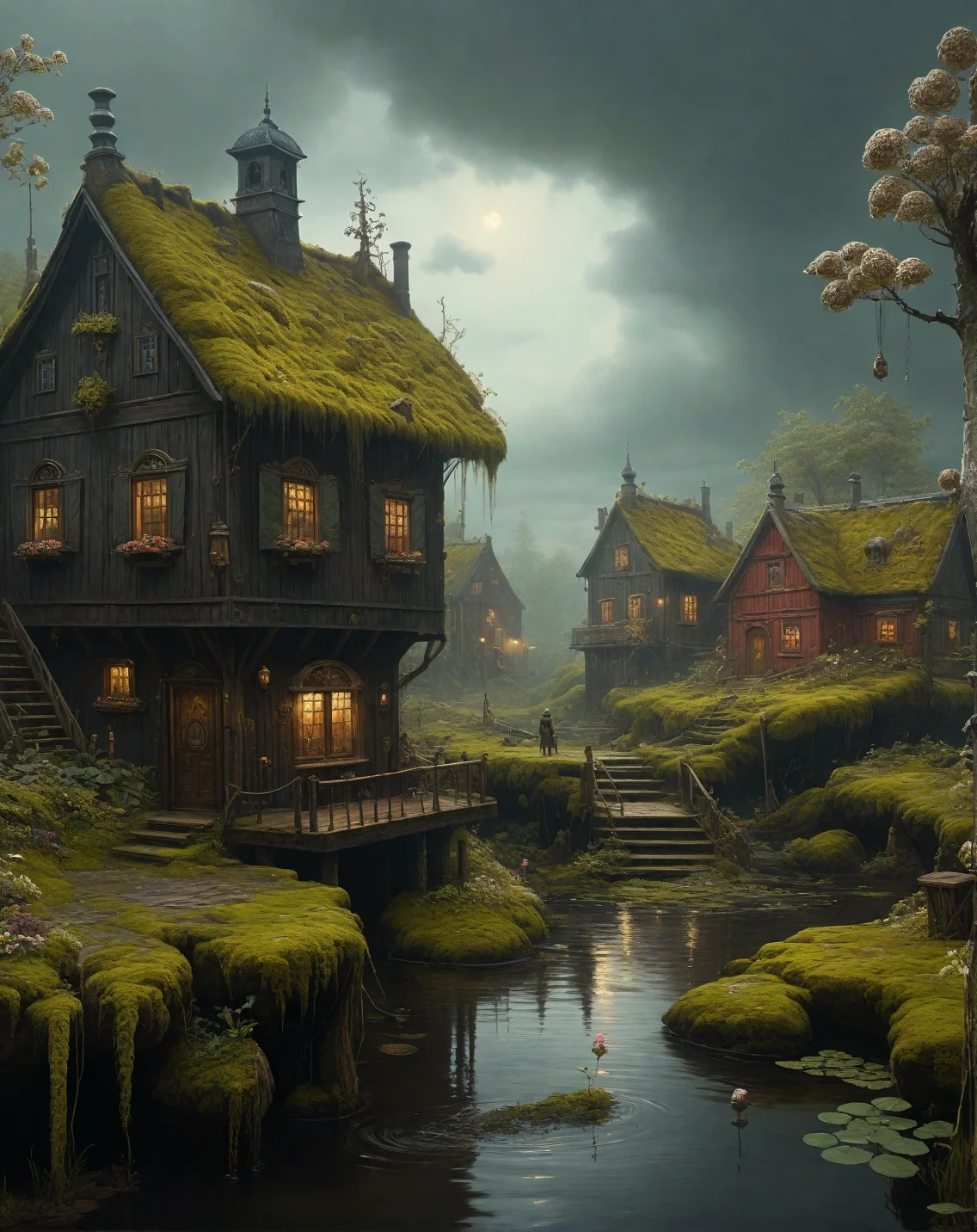 Andreas Achenbach (Nordic realism), Peat bog with stunted birch growth, moss-covered stone steps, wooden fishing piers with nets,
hyperrealistic surrealism,ultra-detailed,intricate textures,luminous colors,cinematic lighting,dramatic perspective,volumetric atmosphere,8k UHD,sharp focus, professional color grading,,Thickets of roots generating localized gravity fields ,badger sett activity,
<lora:extremely_detailed:0.8> extremely detailed,
<lora:offset_0.2:0.5>,
<lora:add-detail-xl:0.3>,
<lora:aidmaMJ6.1_v0.5_2:0.3> aidmamj6.1,
<lora:Cyberpunk _Anime_V2_light_version-SDXL:0.3> anime, cyberpunk,
<lora:tbh76-sdxl:0.5> Style of Mark Ryden, Baroque art style, dynamic composition, dramatic lighting, rich colors, intricate details, professional-grade execution, captures the grandeur and theatricality of the Baroque period, Cyberpunk art style, futuristic cityscapes, neon-lit streets, high-tech and low-life, cybernetic enhancements, dystopian and gritty atmosphere