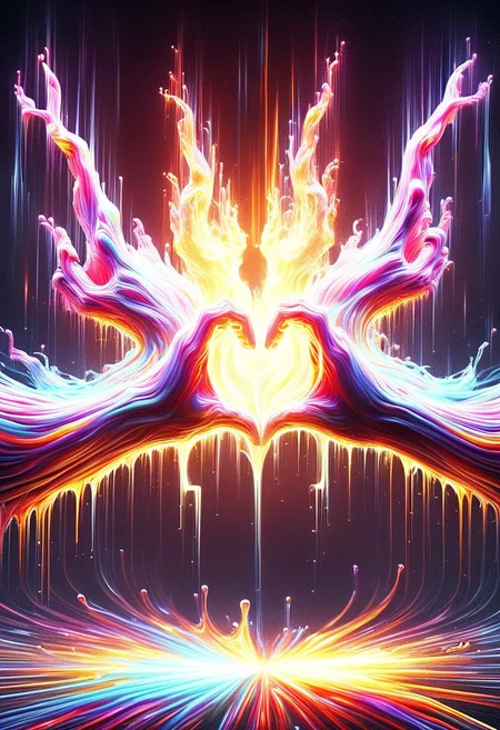 <lora:digital_human:1.0> explosion of light
beyond_the_black_rainbow, sci-fi, from another world, scary being doing heart hands with light shining out of it, dark surreal background, Impossible Constructions, endless corridor in a box, uncertain reality, Broken Reality, ais-brknlvlmp, pov, reaching towards viewer